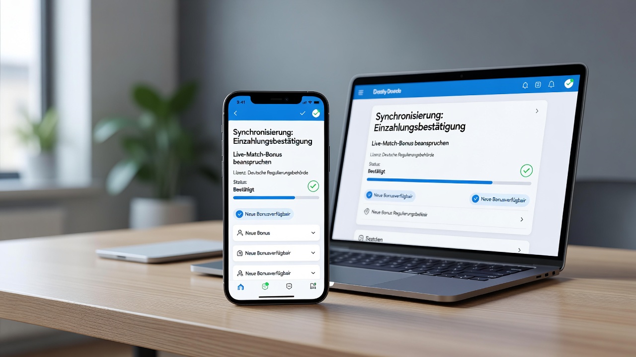 Schnittstelle einer mobilen Wett-App mit Verifizierungs- und Bonusstatusanzeige